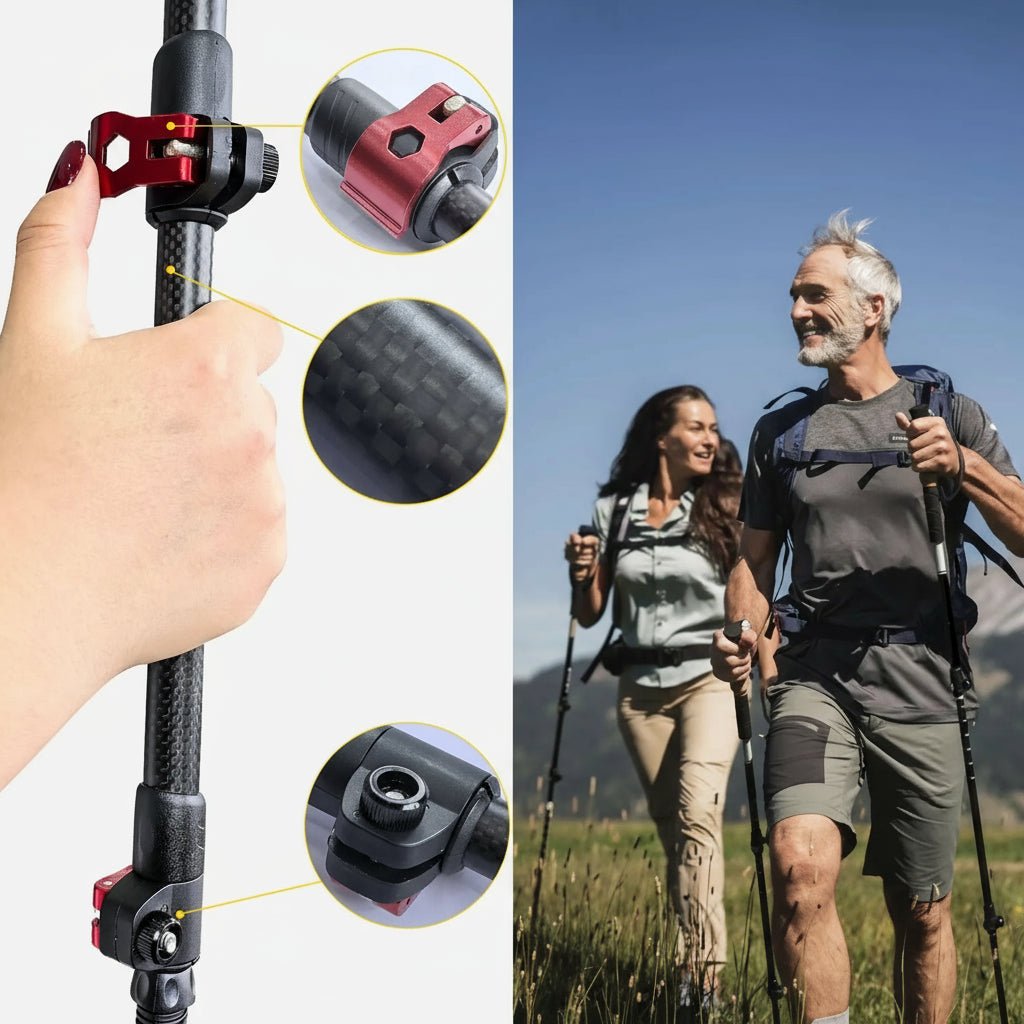 TREKFRAME – Bastoni in fibra di carbonio pieghevoli con stabilità migliorata