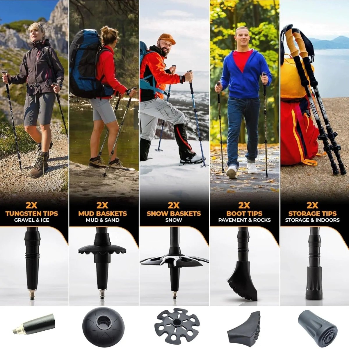 TREKFRAME – Bastoni in fibra di carbonio pieghevoli con stabilità migliorata