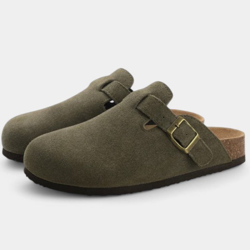 NOLEN – Zoccoli unisex in camoscio con comfort imbottito