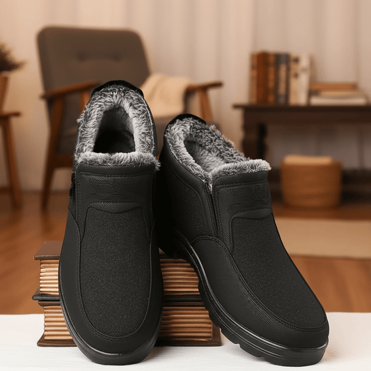 FROSTCLAD – Stivali invernali da uomo in pelle, con fodera termica in pelliccia e suola antiscivolo