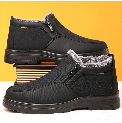 FROSTCLAD – Stivali invernali da uomo in pelle, con fodera termica in pelliccia e suola antiscivolo