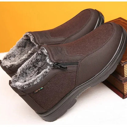 FROSTCLAD – Stivali invernali da uomo in pelle, con fodera termica in pelliccia e suola antiscivolo