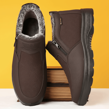 FROSTCLAD – Stivali invernali da uomo in pelle, con fodera termica in pelliccia e suola antiscivolo