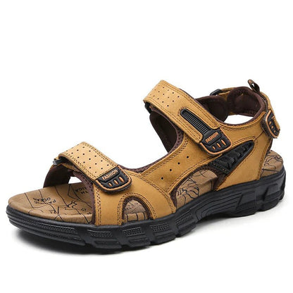 CALVANO – Sandali da uomo in pelle ergonomici con supporto imbottito e chiusura a velcro