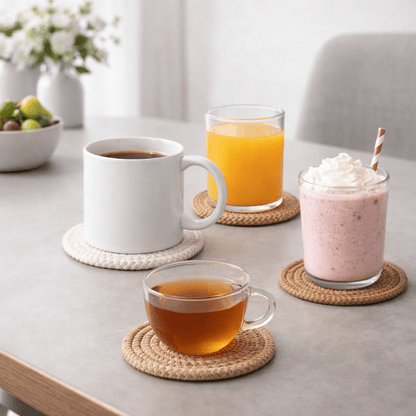 WOHNCO – Sottobicchieri assorbenti in cotone per la protezione elegante del tavolo nella vita quotidiana