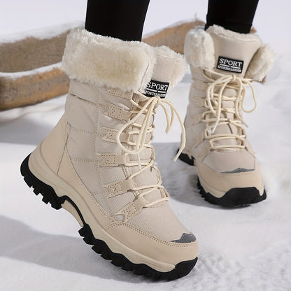 WARMFASHION – Stivali invernali da donna alla moda con fodera in peluche e suola sicura