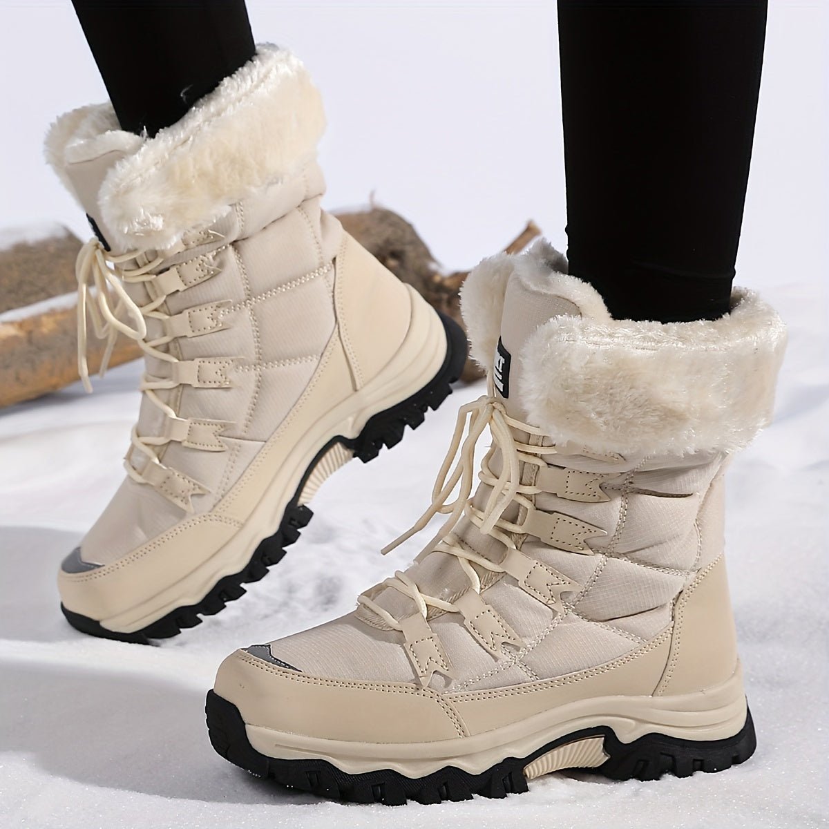 WARMFASHION – Stivali invernali da donna alla moda con fodera in peluche e suola sicura