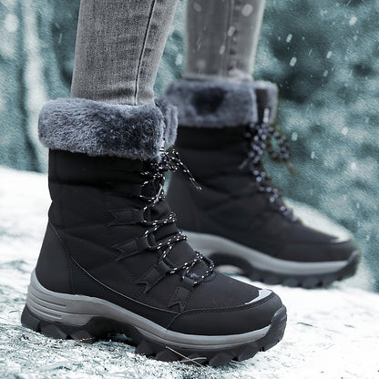 WARMFASHION – Stivali invernali da donna alla moda con fodera in peluche e suola sicura