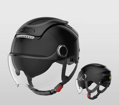 Casco da moto elettrico - Casco estivo da scooter aperto a doppia lente per uomo e donna, stile jet traspirante con protezione dal vento