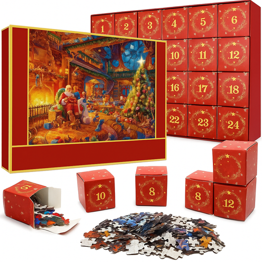 Calendario dell’Avvento Puzzle di Natale – Set di Puzzle per Famiglie