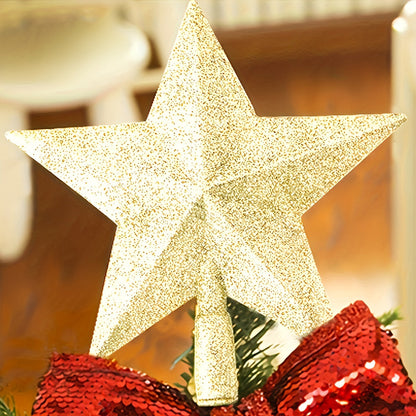 Puntale per Albero di Natale in Plastica – Stella 3D Decorativa per Cima dell’Albero
