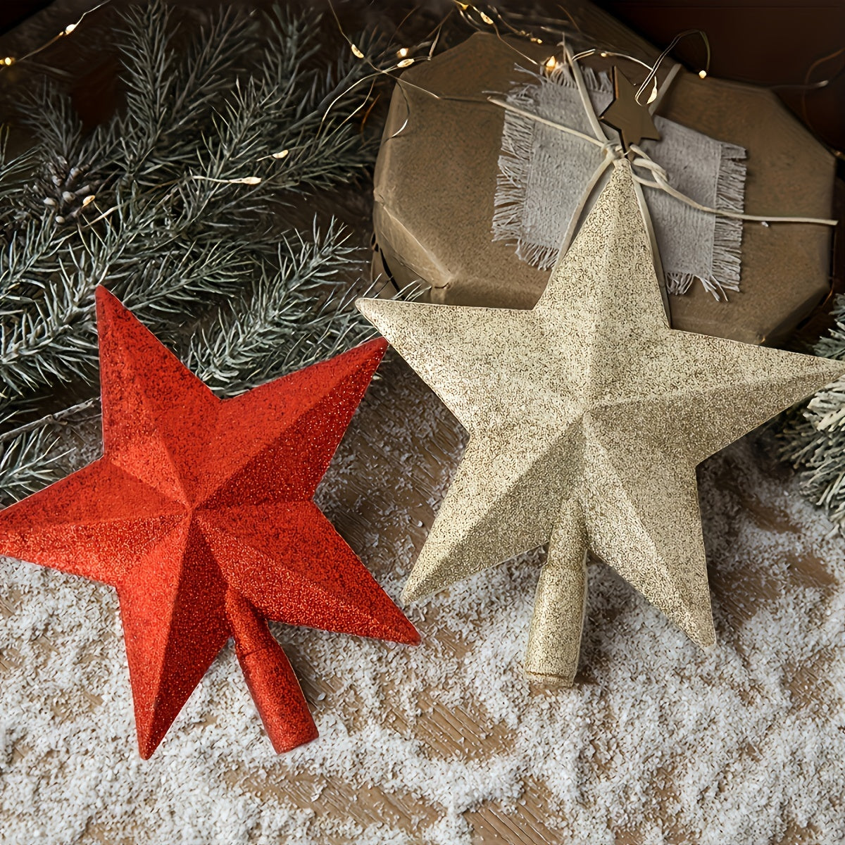 Puntale per Albero di Natale in Plastica – Stella 3D Decorativa per Cima dell’Albero