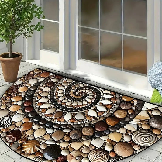 COASTLINEA - Tappetino costiero semicircolare con trama antiscivolo e design a conchiglia