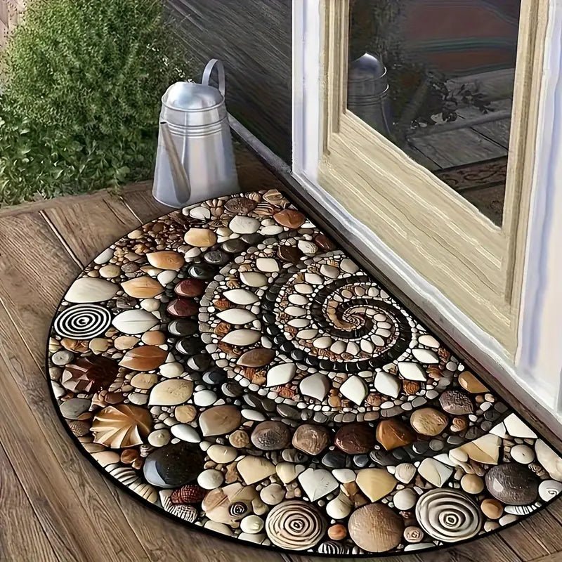 COASTLINEA - Tappetino costiero semicircolare con trama antiscivolo e design a conchiglia