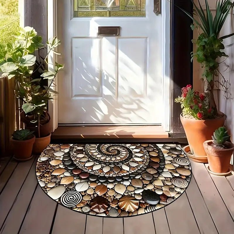 COASTLINEA - Tappetino costiero semicircolare con trama antiscivolo e design a conchiglia