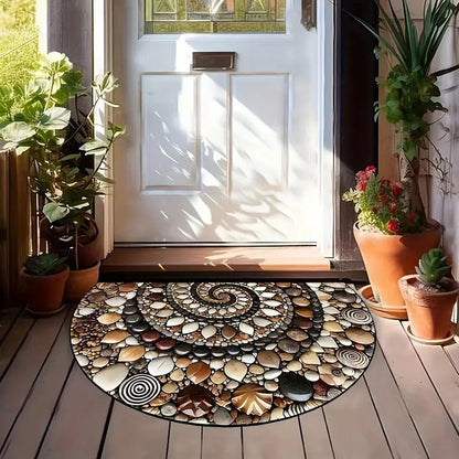 COASTLINEA - Tappetino costiero semicircolare con trama antiscivolo e design a conchiglia