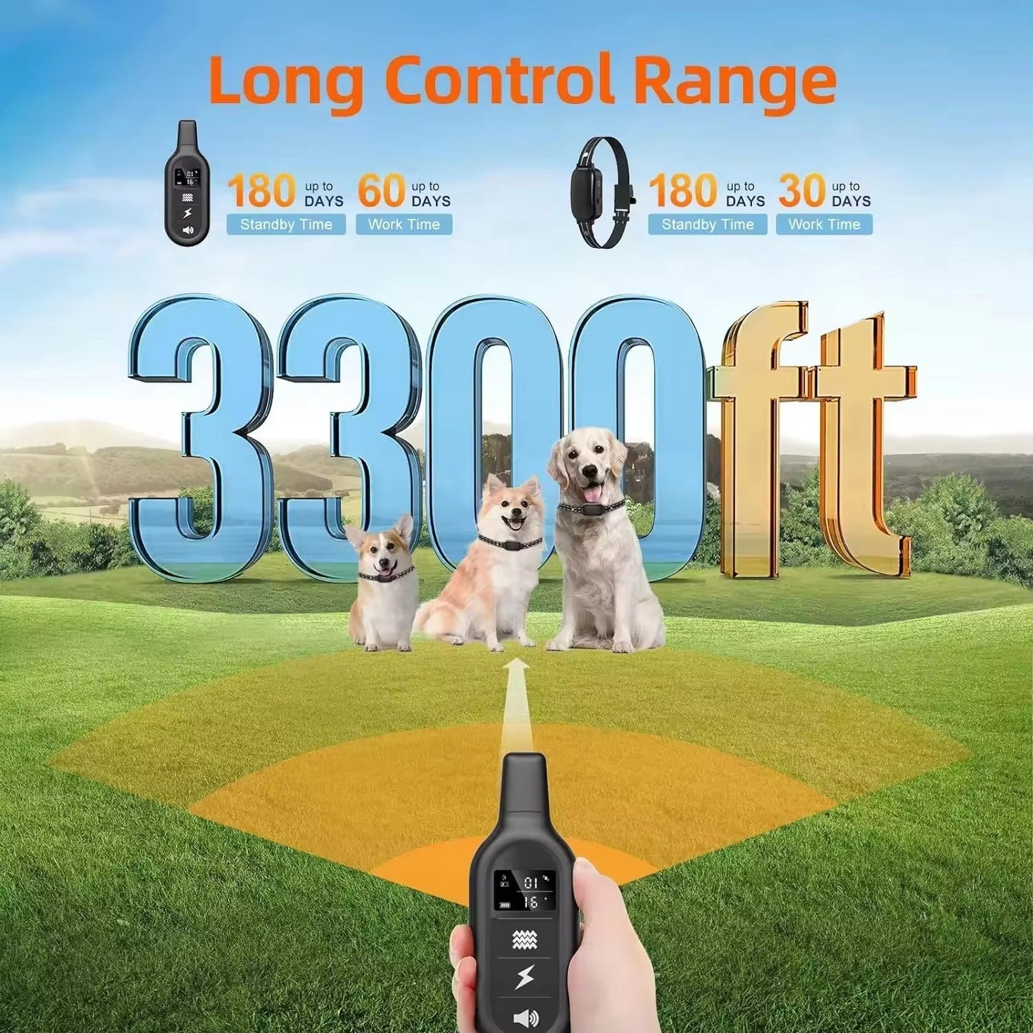 Collare Elettrico per Cani con Telecomando Impermeabile e 16 Livelli di Shock per Addestramento Efficace fino a 1000m