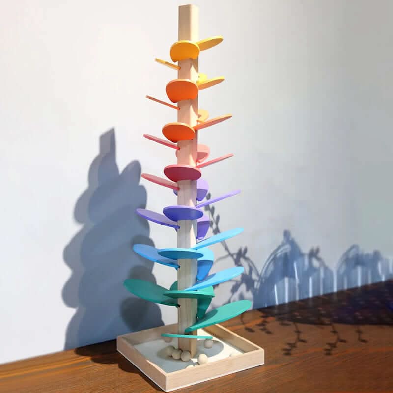 Torre di biglie in legno - giocattolo sensoriale interattivo per lo sviluppo dei bambini