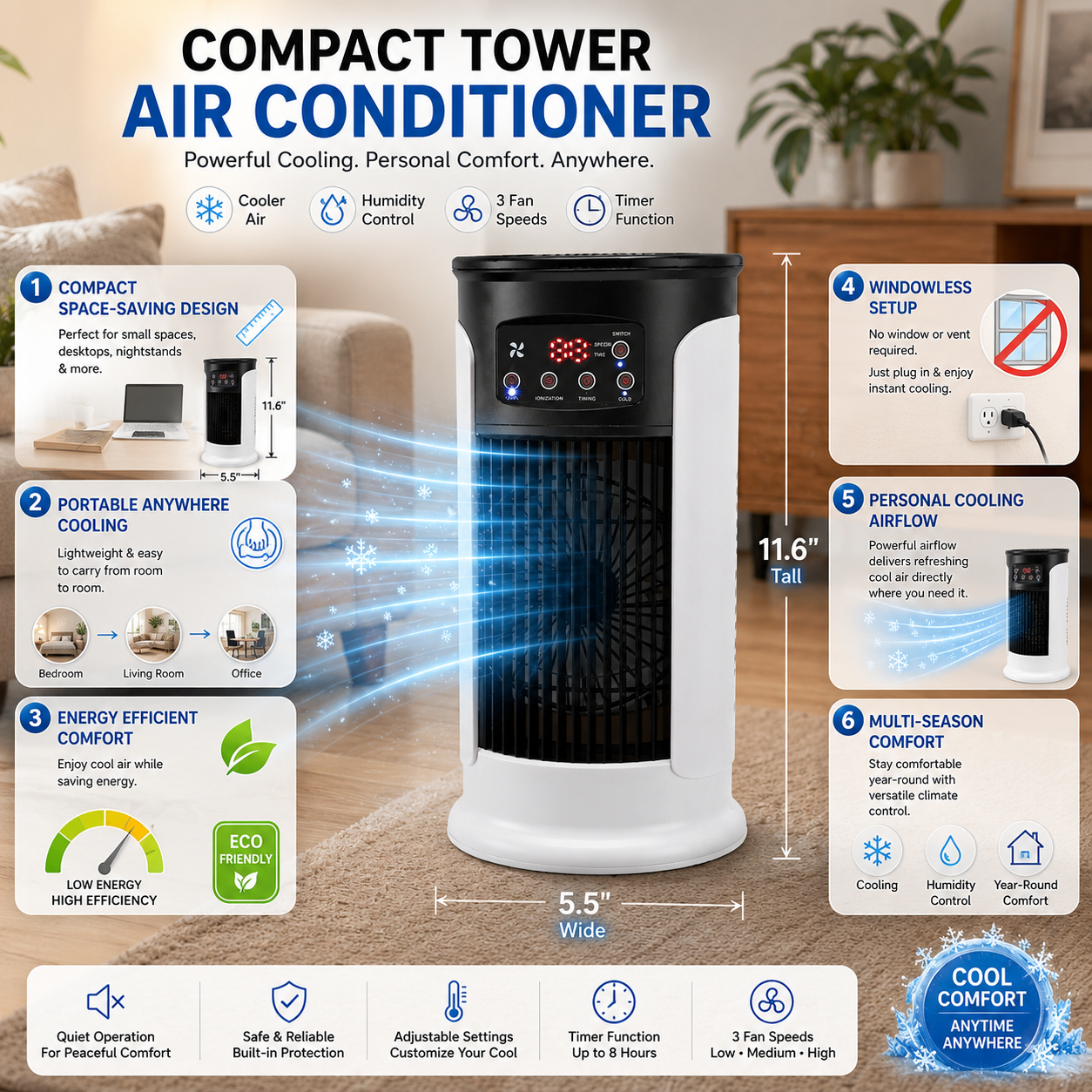 Condizionatore Portatile Compatto ed Efficiente Energeticamente