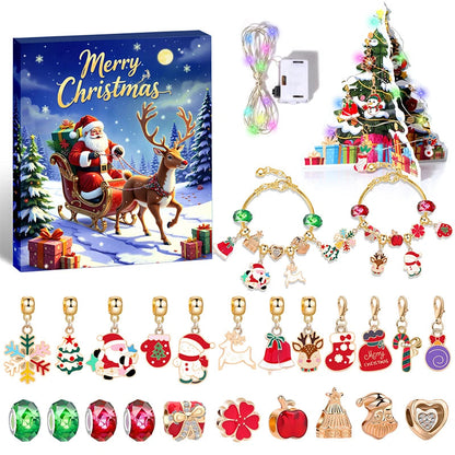 CrystalJoy | Set di braccialetti natalizi per bambini con conto alla rovescia e perline colorate