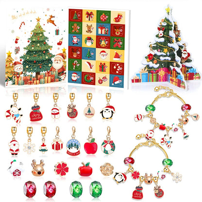 CrystalJoy | Set di braccialetti natalizi per bambini con conto alla rovescia e perline colorate
