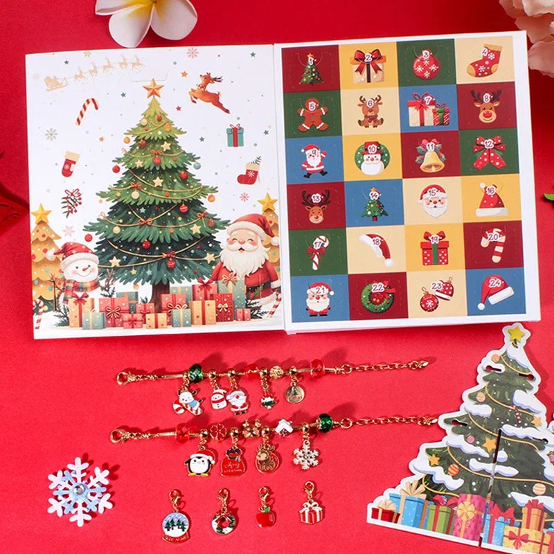 CrystalJoy | Set di braccialetti natalizi per bambini con conto alla rovescia e perline colorate