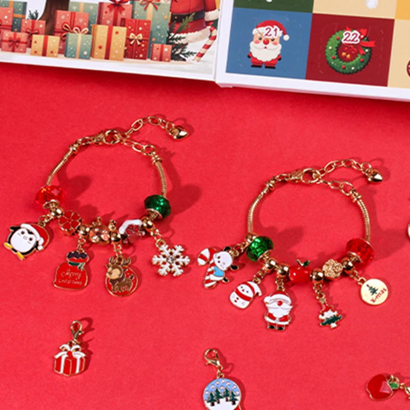 CrystalJoy | Set di braccialetti natalizi per bambini con conto alla rovescia e perline colorate