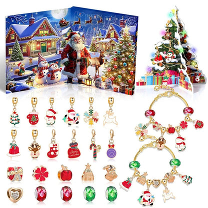CrystalJoy | Set di braccialetti natalizi per bambini con conto alla rovescia e perline colorate
