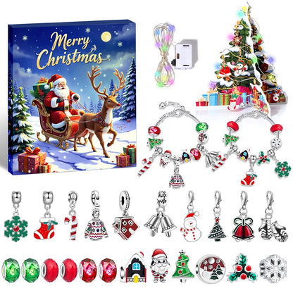 CrystalJoy | Set di braccialetti natalizi per bambini con conto alla rovescia e perline colorate