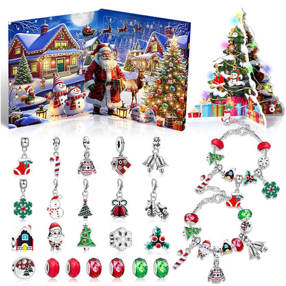 CrystalJoy | Set di braccialetti natalizi per bambini con conto alla rovescia e perline colorate