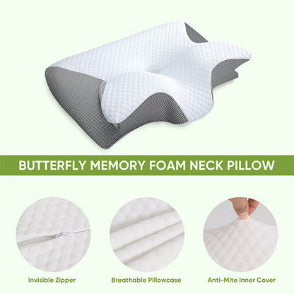 Cuscino cervicale in memory foam a forma di farfalla con braccioli per chi dorme su un fianco o sulla schiena