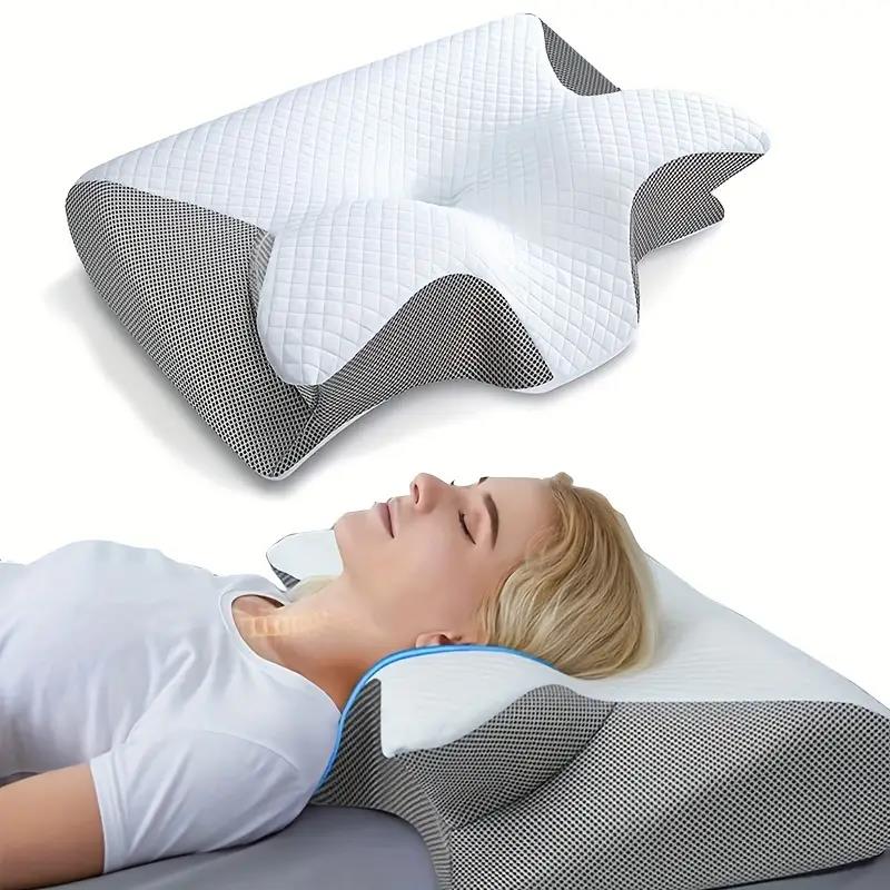 Cuscino cervicale in memory foam a forma di farfalla con braccioli per chi dorme su un fianco o sulla schiena