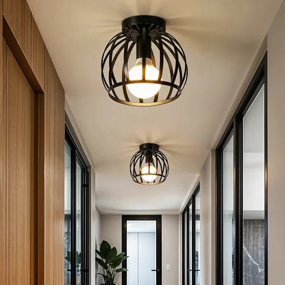 IRONHALO – Lampada da soffitto industriale nera in metallo con un aspetto grezzo