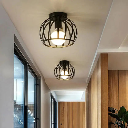 IRONHALO – Lampada da soffitto industriale nera in metallo con un aspetto grezzo