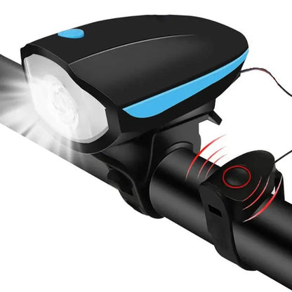 LUCE DI AVVERTENZA – Faro LED ricaricabile 3-in-1 per bicicletta e clacson per una maggiore sicurezza durante la pedalata