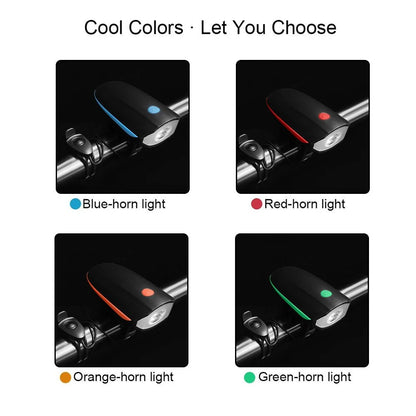 LUCE DI AVVERTENZA – Faro LED ricaricabile 3-in-1 per bicicletta e clacson per una maggiore sicurezza durante la pedalata