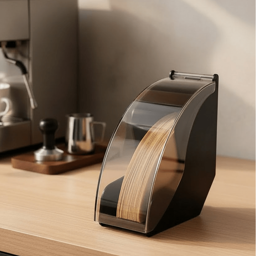BARISTYLE – Porta-filtro moderno per caffè per pour-over con coperchio in acrilico