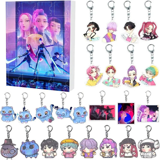 Demonix | Calendario dell'Avvento K-Pop Dark Fantasy unico con 24 portachiavi da collezione
