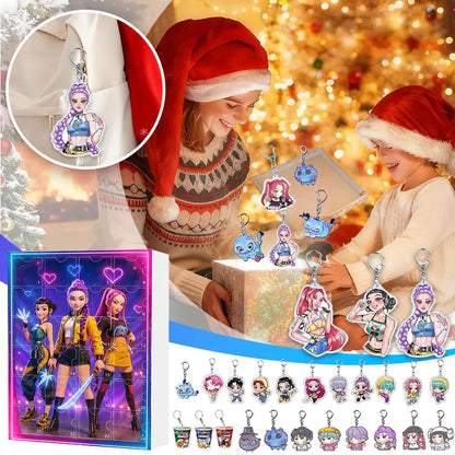 Demonix | Calendario dell'Avvento K-Pop Dark Fantasy unico con 24 portachiavi da collezione