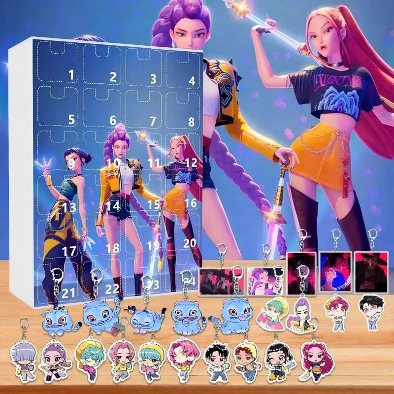 Demonix | Calendario dell'Avvento K-Pop Dark Fantasy unico con 24 portachiavi da collezione