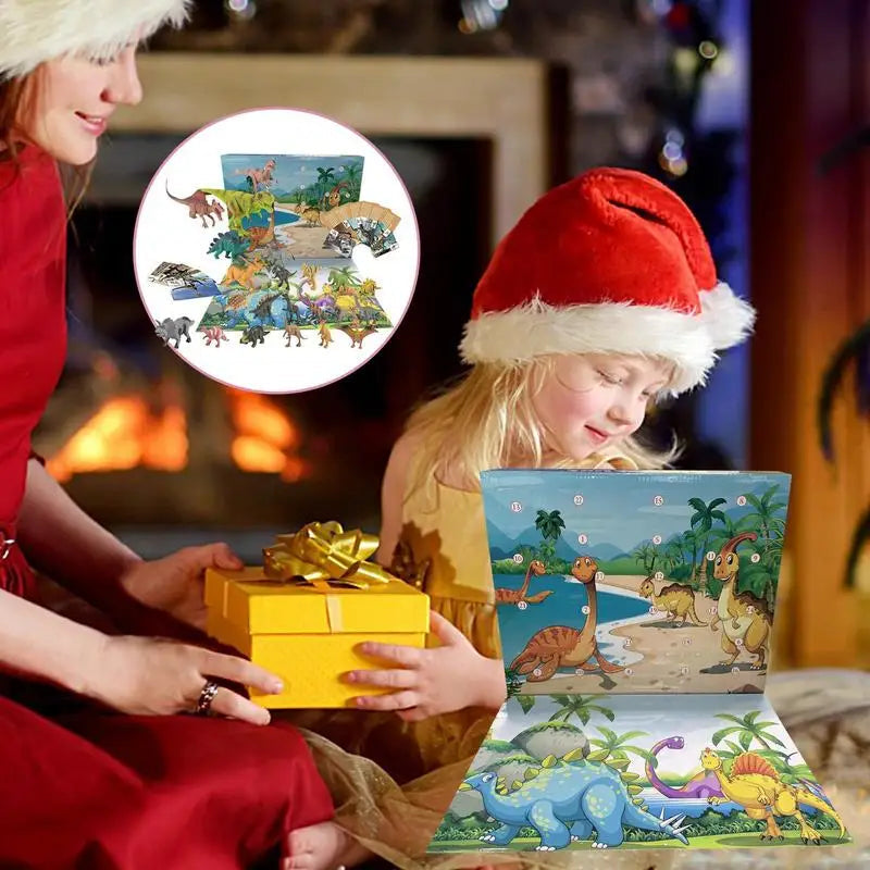 DinoDelight | Calendario dell'Avvento colorato a tema dinosauri per bambini con sorprese quotidiane