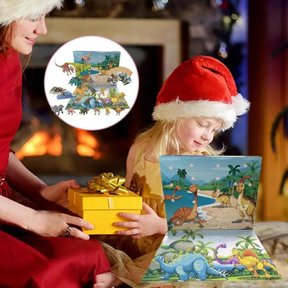 DinoDelight | Calendario dell'Avvento colorato a tema dinosauri per bambini con sorprese quotidiane