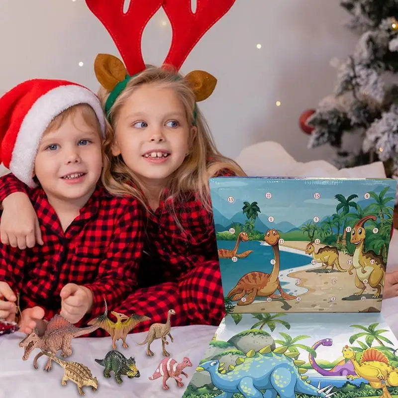 DinoDelight | Calendario dell'Avvento colorato a tema dinosauri per bambini con sorprese quotidiane