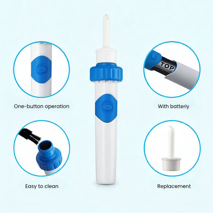 Pulitore per orecchie con aspirazione elettrica, punta in silicone, strumento delicato per rimuovere il cerume