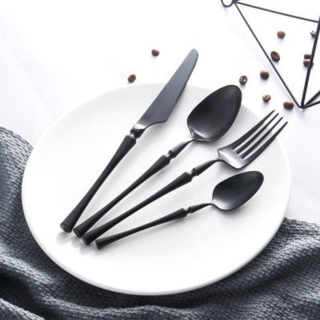 MEALORA – Set di posate in acciaio inossidabile da 24 pezzi, semplice, per uso quotidiano