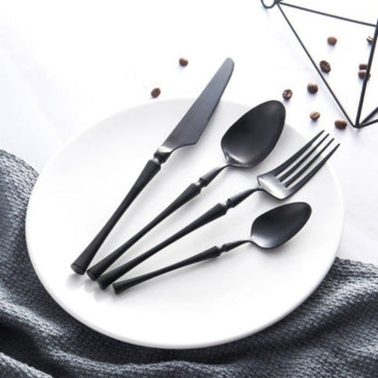 MEALORA – Set di posate in acciaio inossidabile da 24 pezzi, semplice, per uso quotidiano