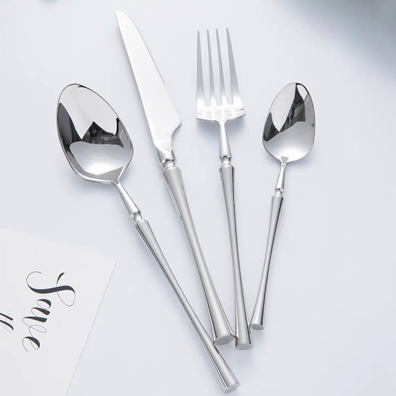 MEALORA – Set di posate in acciaio inossidabile da 24 pezzi, semplice, per uso quotidiano
