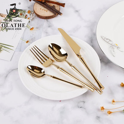 MEALORA – Set di posate in acciaio inossidabile da 24 pezzi, semplice, per uso quotidiano