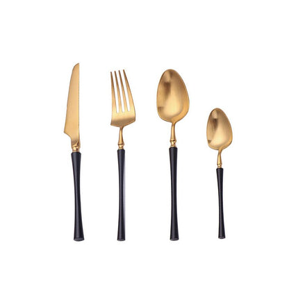 MEALORA – Set di posate in acciaio inossidabile da 24 pezzi, semplice, per uso quotidiano