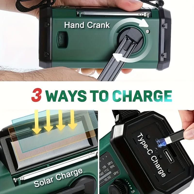 EcoPower Radio di Emergenza – radio di emergenza tutto-in-uno con torcia e funzione di ricarica USB